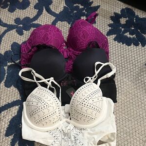 Secret Treasures Purple, Black, and White Bra Set